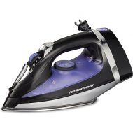 Hamilton Beach Steam Iron for Clothes & Garment Steamer with Smooth Press Stainless Steel Soleplate, 1200 Watts, 8’ Retractable Cord, Black (14214)
