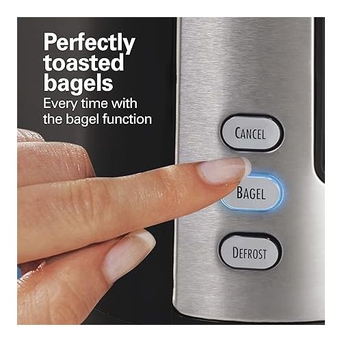  Hamilton Beach 2 Slice Extra Wide Slot Toaster with Bagel & Defrost Settings, Shade Selector, Toast Boost, Auto Shutoff, Black & Stainless Steel (22633)