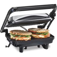 Hamilton Beach Panini Press Sandwich Maker & Electric Indoor Grill with Locking Lid, Opens 180 Degrees for any Thickness for Quesadillas, Burgers & More, Nonstick 8