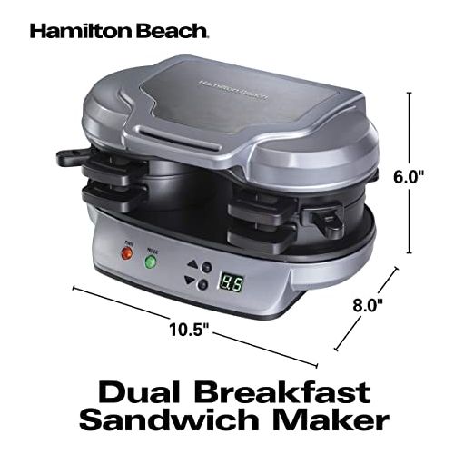  Hamilton Beach Dual Breakfast Sandwich Maker with Timer, Silver (25490A)