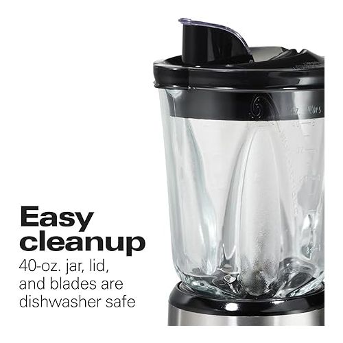  Hamilton Beach Wave Crusher Blender For Shakes and Smoothies With 40 Oz Glass Jar and 14 Functions, Ice Sabre Blades & 700 Watts for Consistently Smooth Results, Black + Stainless Steel (54221)