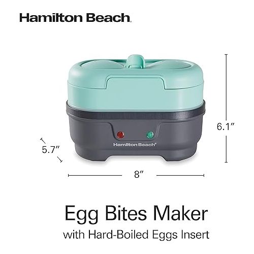  Hamilton Beach Sous Vide Style Electric Egg Bite Maker, Hard Boiled Egg Cooker & Poacher with Removable Nonstick Tray, Makes 2 in Under 10 Minutes, Teal (25511)