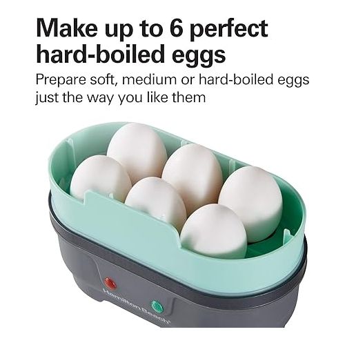  Hamilton Beach Sous Vide Style Electric Egg Bite Maker, Hard Boiled Egg Cooker & Poacher with Removable Nonstick Tray, Makes 2 in Under 10 Minutes, Teal (25511)