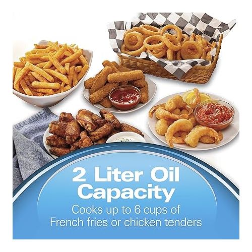  Hamilton Beach Electric Deep Fryer, Cool Touch Sides Easy to Clean Nonstick Basket, 8 Cups / 2 Liters Oil Capacity, Black