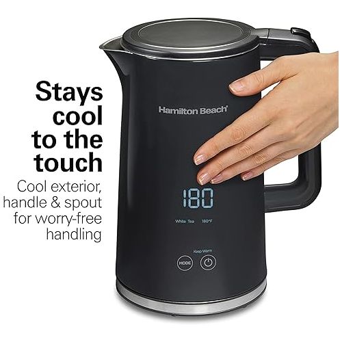  Hamilton Beach Digital Temperature Control Electric Tea Kettle, Hot Water Boiler & Heater 1.7L, 5 Preset Modes + Keep Warm, Fast Boil 1500 Watts, BPA Free, Cool-Touch Exterior, Black (41033)