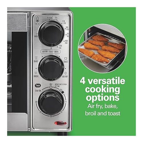  Hamilton Beach Sure-Crisp Toaster Oven Air Fryer Combo, Fits 9” Pizza, 4 Slice Capacity, Powerful Circulation, Auto Shutoff, Stainless Steel (31403)