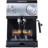 Hamilton Beach 15 Bar Espresso Machine, Cappuccino, Mocha, & Latte Maker, with Milk Frother, Make 2 Cups Simultaneously, Works with Pods or Ground Coffee, 50 oz. Water Reservoir, Black