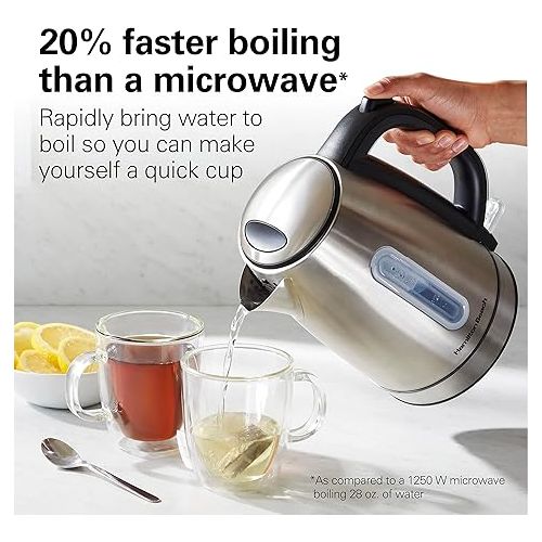  Hamilton Beach 1.7L 1500W Cordless Electric Kettle with Auto Shutoff and Boil-Dry Protection