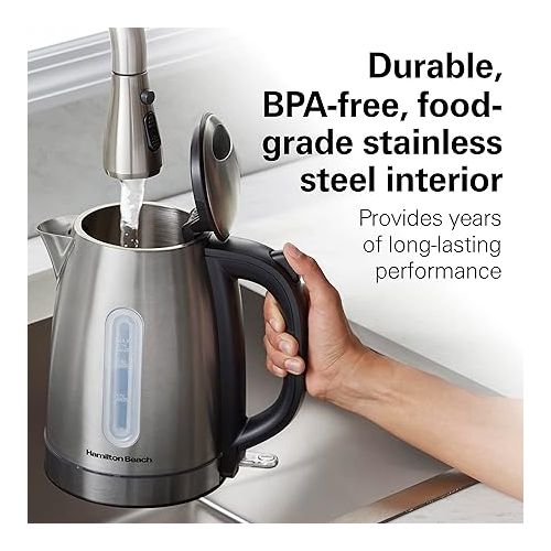  Hamilton Beach 1.7L 1500W Cordless Electric Kettle with Auto Shutoff and Boil-Dry Protection