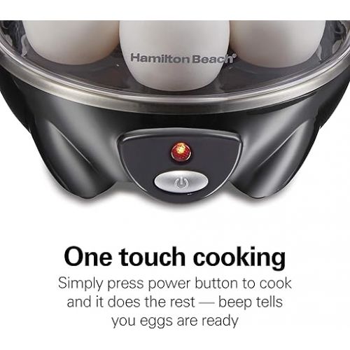  Hamilton Beach 3-in-1 Electric Egg Cooker for Hard Boiled Eggs, Poacher, Omelet Maker & Vegetable Steamer, Holds 7, Black (25507)