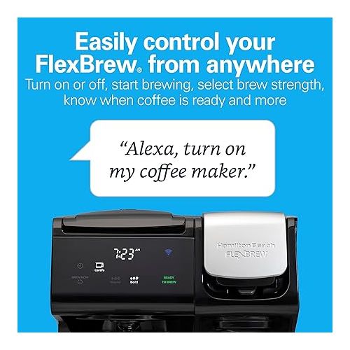  Hamilton Beach 49911 FlexBrew Trio 2-Way Coffee Maker, Single Serve & Full 12c Carafe, Black, FastBrew, Removable Reservoir, Alexa Enable