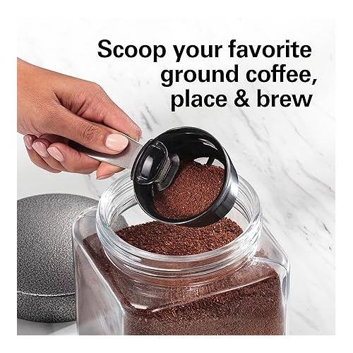  Hamilton Beach The Scoop Single Serve Coffee Maker & Fast Grounds Brewer, Brews in Minutes, 8-14oz. Cups, Stainless Steel