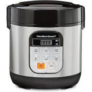 Hamilton Beach Digital Programmable Rice Cooker & Food Steamer, with Slow Hard-Boiled Egg Functions, Egg/Steam Tray, Small & Compact, 6 Cups Cooked (3 Uncooked), Stainless Steel (37524)