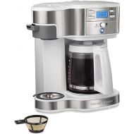 Hamilton Beach 49933 2-Way 12 Cup Programmable Drip Coffee Maker & Single Serve Machine, Glass Carafe, Auto Pause and Pour, White