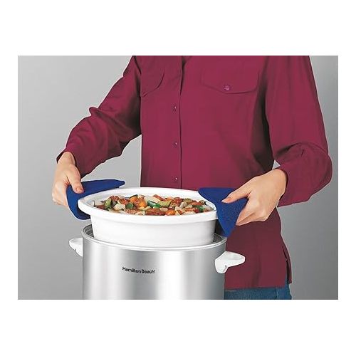 Hamilton Beach 4-Quart Slow Cooker with 3 Cooking Settings, Dishwasher-Safe Stoneware Crock & Glass Lid, Stainless Steel (33140G)