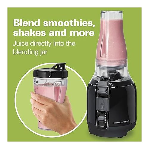  Hamilton Beach Juice & Blend 2-in-1 Juicer Machine and 20 oz. Blender, Big Mouth Large 3” Feed Chute for Whole Fruits and Vegetables, Easy to Clean, Centrifugal Extractor, 800W Motor, Black (67970)