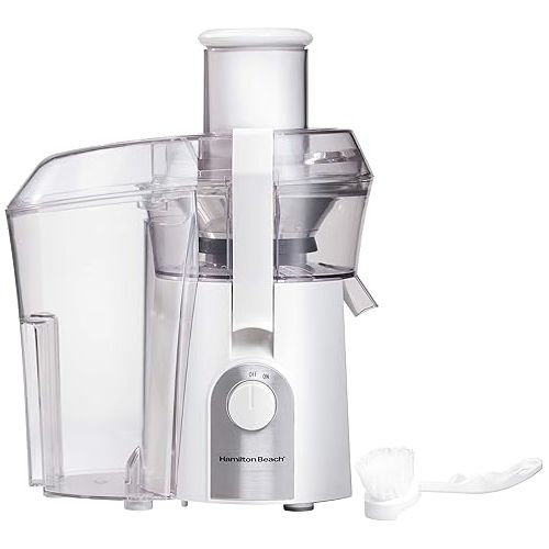  Hamilton Beach 67702 Juicer Machine, Big Mouth Large 3” Feed Chute for Whole Fruits and Vegetables, Easy to Clean, Centrifugal Extractor, BPA Free, 800W Motor, White