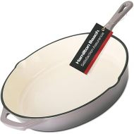 Hamilton Beach Enameled Cast Iron Fry Pan 12-Inch Gray, Cream Enamel Coating, Skillet Pan for Stove Top and Oven