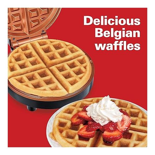  Hamilton Beach Belgian Waffle Maker with PFAS-Free Non-Stick Ceramic-Coated Plates, Browning Control, Indicator Lights, Stainless Steel (26081)