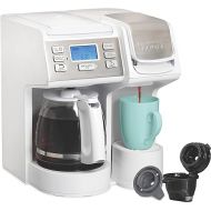 Hamilton Beach FlexBrew Trio 2-Way Coffee Maker, Compatible with K-Cup Pods or Grounds, Single Serve & Full 12c Pot, White with Stainless Steel Accents, Fast Brewing