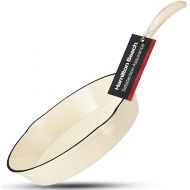 Hamilton Beach Enameled Cast Iron Fry Pan 8-Inch Cream, Cream Enamel Coating, Skillet Pan for Stove Top and Oven