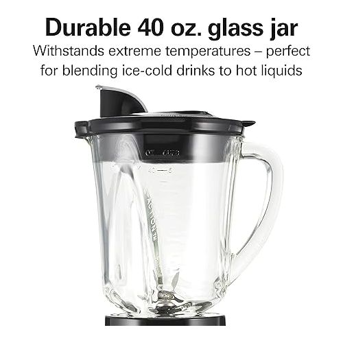  Hamilton Beach Blender for Shakes and Smoothies & Food Processor Combo, With 40oz Glass Jar, Portable Blend-In Travel Cup & 3 Cup Electric Food Chopper Attachment, 700 Watts, Gray & Black (58163)