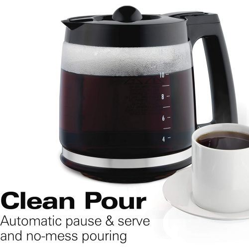  [아마존 핫딜]  [아마존핫딜]Hamilton Beach Programmable Coffee Maker, 12 Cups, Front Access Easy Fill, Pause & Serve, 3 Brewing Options, Black (46310)