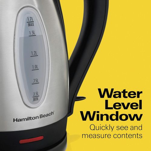  [아마존핫딜][아마존 핫딜] Hamilton Beach 1.7 Liter Electric Kettle for Tea and Hot Water, Cordless, Auto-Shutoff and Boil-Dry Protection, Stainless Steel (40880)