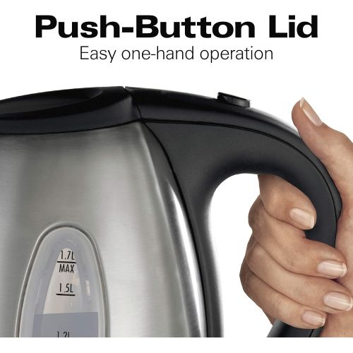  [아마존핫딜][아마존 핫딜] Hamilton Beach 1.7 Liter Electric Kettle for Tea and Hot Water, Cordless, Auto-Shutoff and Boil-Dry Protection, Stainless Steel (40880)