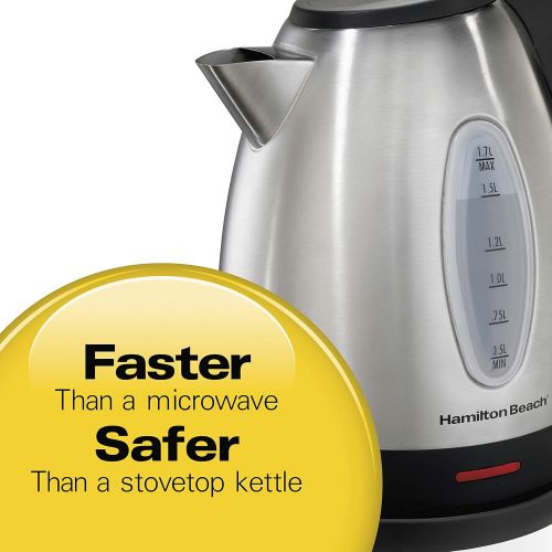  [아마존핫딜][아마존 핫딜] Hamilton Beach 1.7 Liter Electric Kettle for Tea and Hot Water, Cordless, Auto-Shutoff and Boil-Dry Protection, Stainless Steel (40880)