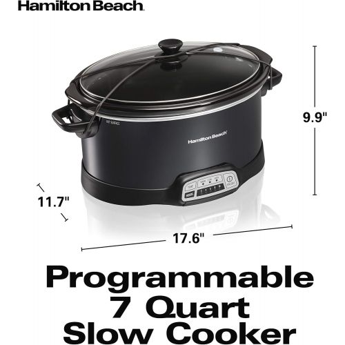 [아마존핫딜][아마존 핫딜] Hamilton Beach Portable 7-Quart Programmable Slow Cooker With Lid Latch Strap for Easy Transport, Dishwasher-Safe Crock, Black (33474)