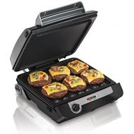 [아마존핫딜][아마존 핫딜] Hamilton Beach 4-in-1 Indoor Grill & Electric Griddle Combo with Bacon Cooker, Opens Flat to Double Cooking Surface, Removable Nonstick Plates, Black & Silver (25601)