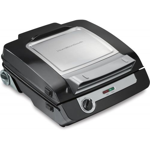  [아마존핫딜][아마존 핫딜] Hamilton Beach 4-in-1 Indoor Grill & Electric Griddle Combo with Bacon Cooker, Opens Flat to Double Cooking Surface, Removable Nonstick Plates, Black & Silver (25601)