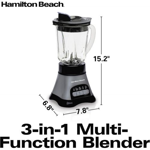  [아마존핫딜][아마존 핫딜] Hamilton Beach Wave Crusher Blender with 40oz Jar, 3-Cup Vegetable Chopper, and Portable Blend-In Travel Container for Shakes and Smoothies, Grey & Black (58163)