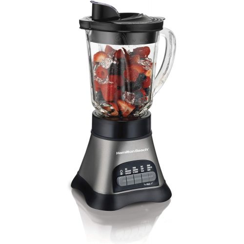  [아마존핫딜][아마존 핫딜] Hamilton Beach Wave Crusher Blender with 40oz Jar, 3-Cup Vegetable Chopper, and Portable Blend-In Travel Container for Shakes and Smoothies, Grey & Black (58163)