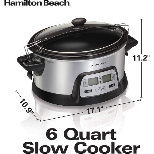  [아마존핫딜][아마존 핫딜] Hamilton Beach Stay or Go Portable 6-Quart Programmable Slow Cooker With FlexCook Dual Digital Timer for 2 Heat Settings, Lid Lock (33861)