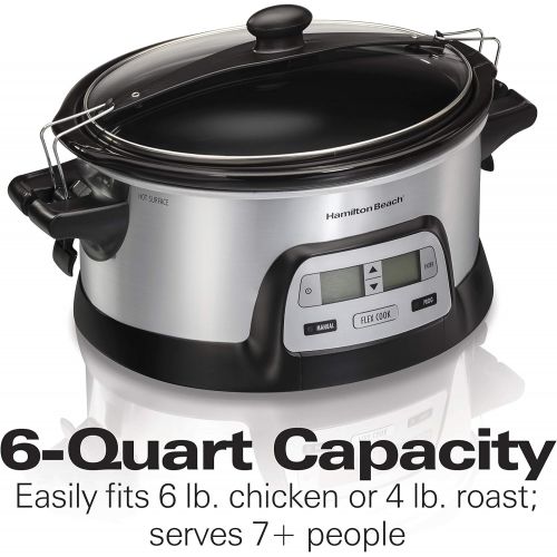  [아마존핫딜][아마존 핫딜] Hamilton Beach Stay or Go Portable 6-Quart Programmable Slow Cooker With FlexCook Dual Digital Timer for 2 Heat Settings, Lid Lock (33861)