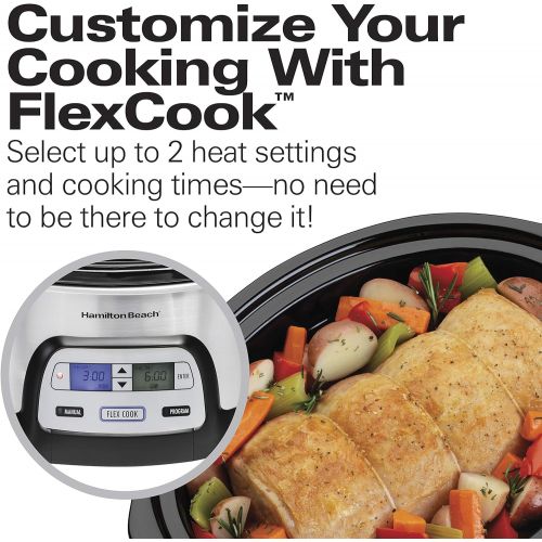  [아마존핫딜][아마존 핫딜] Hamilton Beach Stay or Go Portable 6-Quart Programmable Slow Cooker With FlexCook Dual Digital Timer for 2 Heat Settings, Lid Lock (33861)