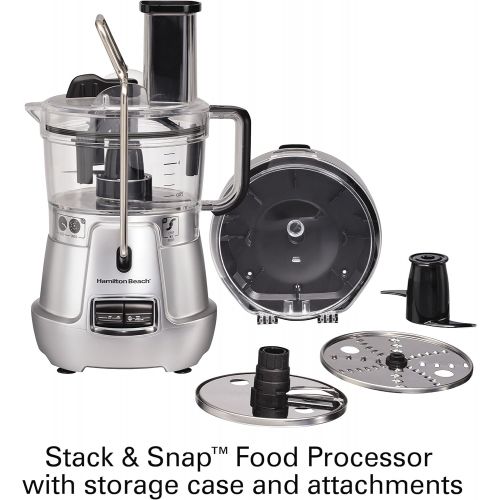  [아마존핫딜][아마존 핫딜] Hamilton Beach Stack & Snap 8-Cup Food Processor & Vegetable Chopper with Adjustable Slicing Blade, Built-in Bowl Scraper & Storage Case, Silver (70820)