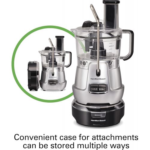  [아마존핫딜][아마존 핫딜] Hamilton Beach Stack & Snap 8-Cup Food Processor & Vegetable Chopper with Adjustable Slicing Blade, Built-in Bowl Scraper & Storage Case, Silver (70820)