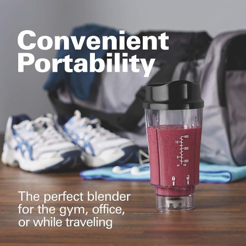  [아마존 핫딜] Hamilton Beach Personal Blender for Shakes and Smoothies with 14oz Travel Cup and Lid, Black (51101AV)