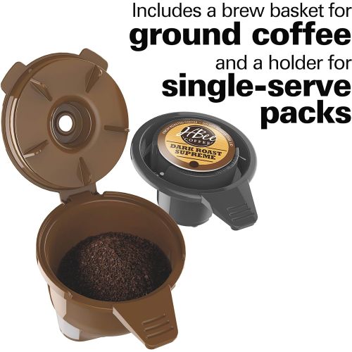 [아마존 핫딜] Hamilton Beach FlexBrew Coffee Maker, Single Serve & Full Pot, Compatible with K-Cup Pods or Grounds, Programmable, Includes Permanent Filter, Black (49950C), Silver