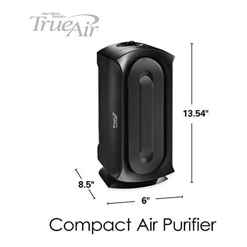  [아마존베스트]Hamilton Beach TrueAir, Ultra Quiet Allergen Reducing Air Purifier with Permanant HEPA Filter, Black