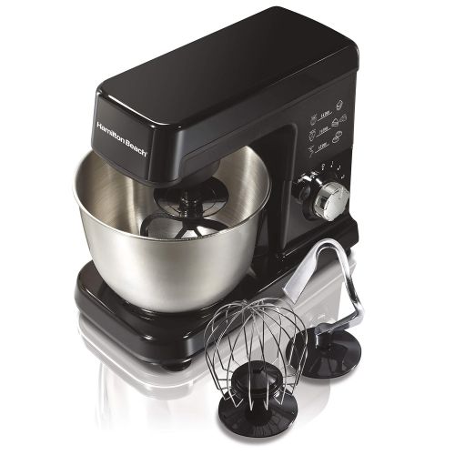  [아마존베스트]Hamilton Beach 6 Speed Electric Stand Mixer with Stainless Steel 3.5 Quart Bowl, Planetary Mixing, Tilt-Up Head (63325), 300 Watt Motor, Black