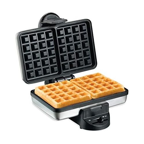  [아마존베스트]Hamilton Beach 2-Slice Non-Stick Belgian Waffle Maker with Browning Control, Indicator Lights, Compact Design, Premium Stainless Steel (26009)