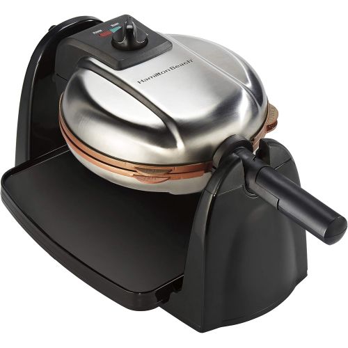  [아마존베스트]Hamilton Beach Flip Belgian Waffle Maker with Non-Stick Copper Ceramic Removable Plates, Browning Control, Drip Tray, Stainless Steel (26031)