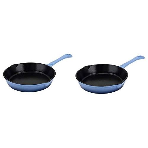  [아마존베스트]Hamilton Beach Blue 8 Inch Enameled Coated Cast Iron Frying Pan Skillet (2 Pack)