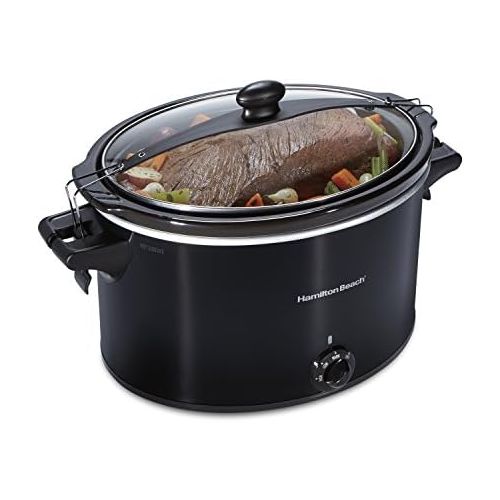  [아마존베스트]Hamilton Beach Extra-Large Stay or Go Slow Cooker, 10 Quart Capacity, Clip Tight Sealed Lid, Black (33195)