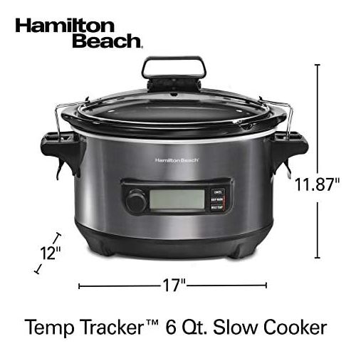  [아마존베스트]Hamilton Beach 6 Quart Digital Slow Cooker Programmable with Temperature Probe, Temp Tracker To Braise, Simmer, Sous Vide, Make Fondue & Yogurt, Black Stainless (33866)