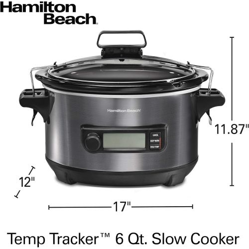  [아마존베스트]Hamilton Beach 6 Quart Digital Slow Cooker Programmable with Temperature Probe, Temp Tracker To Braise, Simmer, Sous Vide, Make Fondue & Yogurt, Black Stainless (33866)